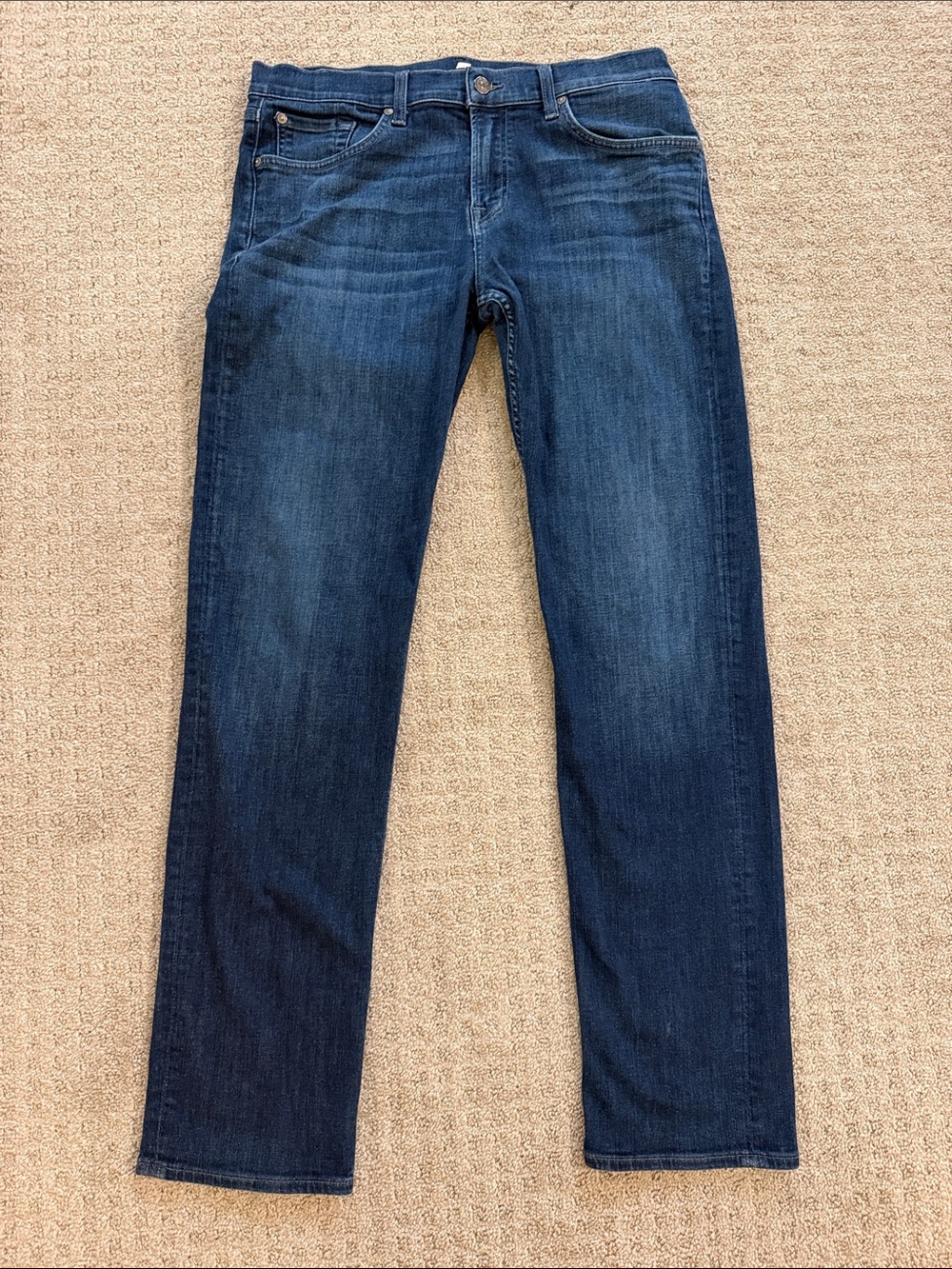 7 For All Mankind Men's Indigo Straight Jeans - Size 34x32 - Preppy Designer